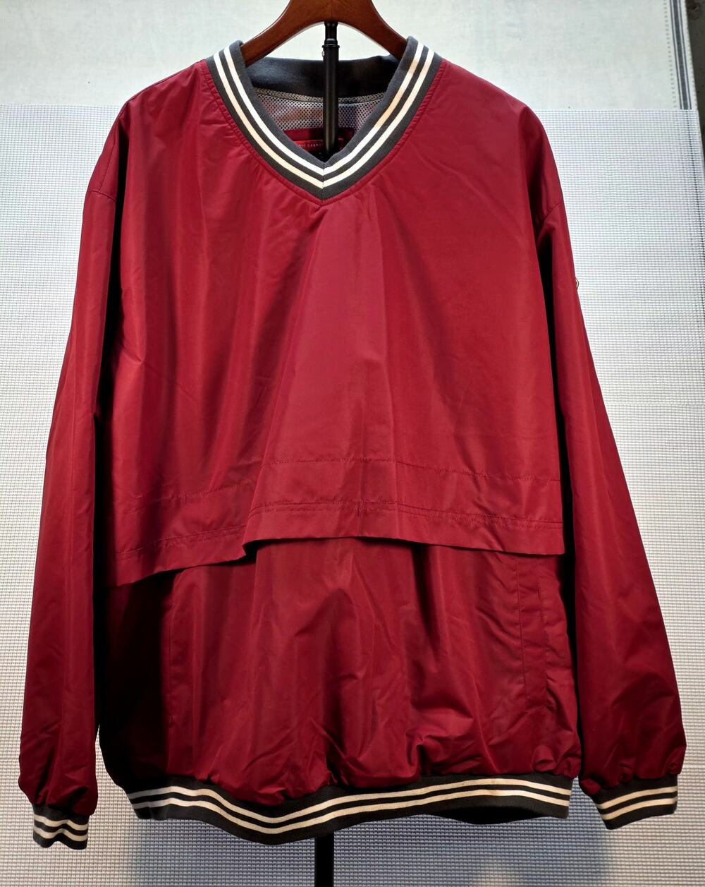 Franchise Club‎ Men's 3XL Windshell V-Neck Pullover Jacket Maroon Burgundy Retro